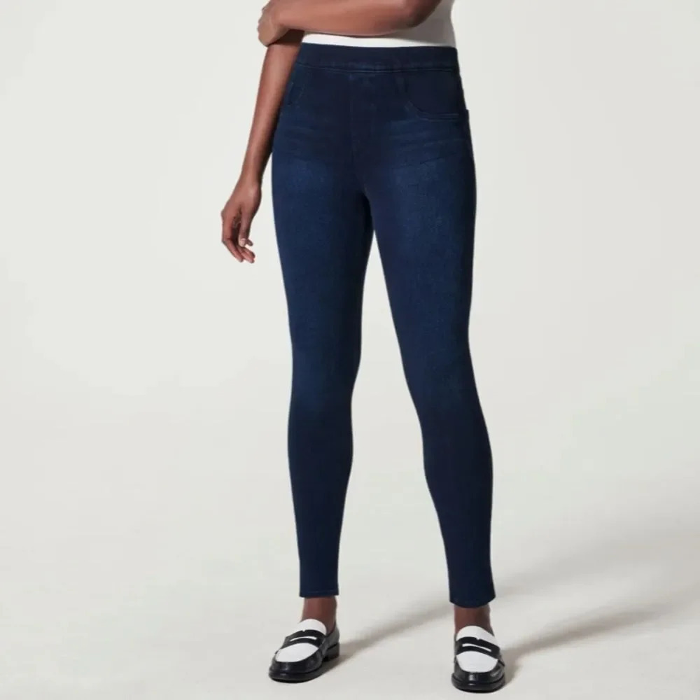 Spanx Jean-ish® Ankle Leggings Skinny Pull On Stretch Jeans‎ Dark Wash Size M